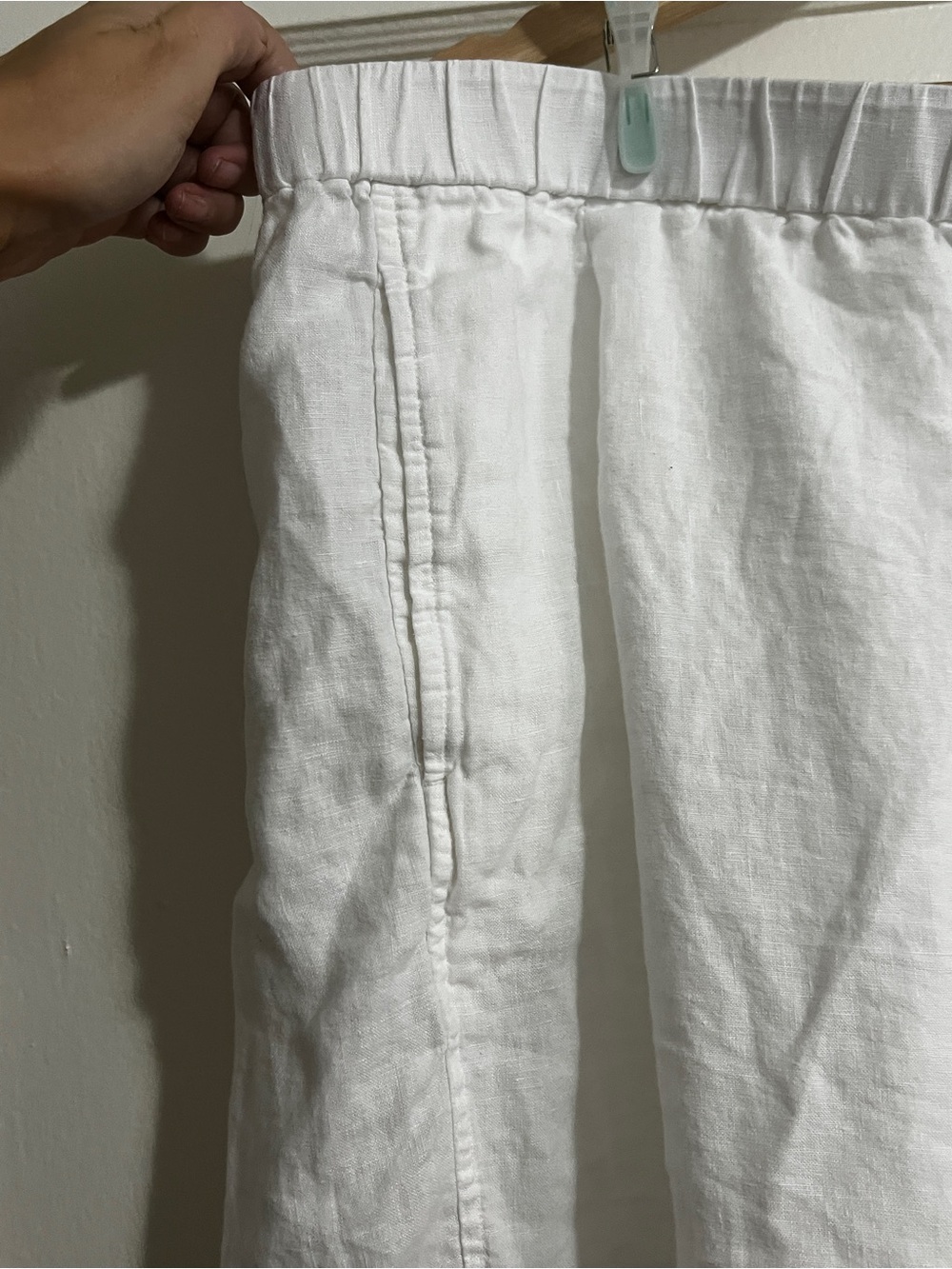 Like New Elastic Waist 100% Organic Linen Eileen Fisher Ankle Pants 1X White - Picture 7 of 12
